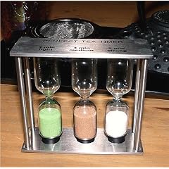 Teatimer, Teeuhr, Sanduhr, drei Zeiten, Edelstahl, Glas