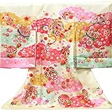 【お宮参り着物】【クリーム 雲取りに毬の柄】女の子 正絹 友禅【風呂敷プレゼント/ギフト対応】