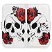Bfun Packing Bcov Red Floral Skull Leather Wallet Case for Samsung Galaxy S4 GS4 i9500
