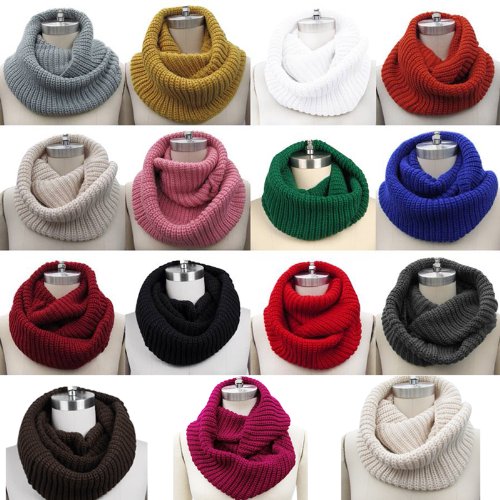Eyourlife Christmas Women Men Winter Cable Knit Wool Circle Cowl Infinity Scarf Collar Shawl