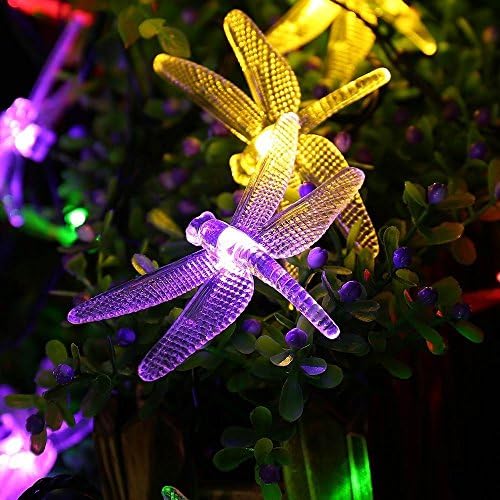 FAROMY Dragonfly Solar String Lights, 16ft 20 LED 8 Modes Fairy Lights with Sensor for Outdoor, Gardens, Homes, Wedding, Christmas, Party and Holiday Decor