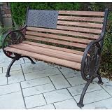 Oakland Living Proud American Cast Iron and Wood Bench in Antique Bronze Finish Color - Antique Bronze