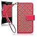 iPhone 6S Case, Terrapin [Red] [Etched Floral Pattern] Textured PU Leather Wallet Case with Card Slots ID Window Cash Compartment and Detachable Wrist Strap Case for iPhone 6 / 6S - Red