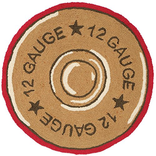 12 Gauge Shotgun Shell Hand-Hooked Round Accent Rug