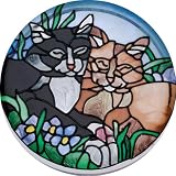 Tiffany Cats Hand Painted Art Glass Paperweight Coaster