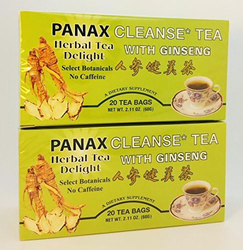All Natural Ginseng Cleanse Tea Herbal No Caffein 20 tea bags per box (pack 2 boxes)