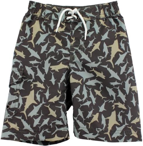 Toddler Board Shorts 1206017A (4T, Brown-"Shark")