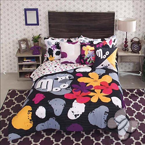 NEW GIRLS TEENS MOO REVERSIBLE COMFORTER SET 6 PCS QUEEN