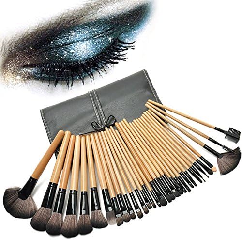 a set 32pcs fashion Make up Brush Kit Wool Makeup Brushes Tools Set with Black PU Leather Case