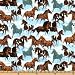 44'' Wide Horse Scenic Blue Fabric By The Yard
