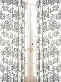 Black French Toile Window Treatment Panels - Set of 2