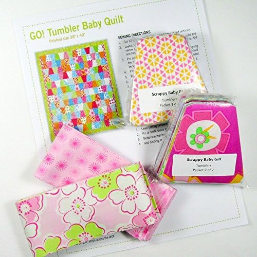 Quilt Kit Scrappy Baby Girl Pink Crib Size 36x40-inch Moda Cotton Quilting Fabric Pre-cut Tumblers