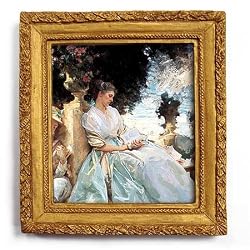 In a Garden, Corfu c. 1909 - Gold Frame Magnet with pop-out easel (2-3/4" x 2-1/2")