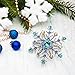 Large Multi Ice Blue Frozen Winter Snowflake Brooch Pin For Women Crystal Holiday Party Frozen Winter Rhodium Plated Alloy