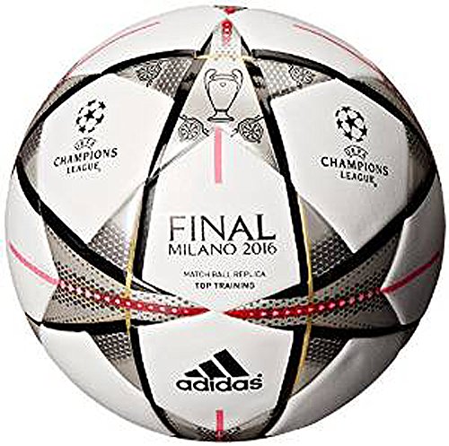 adidas Performance Finale Milano Top Training Soccer Ball, White/Black/Silver Metallic, 5