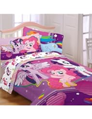 Home: My Little Pony 4pc Twin Comforter and Sheet Set Bedding Collection Purple Pink