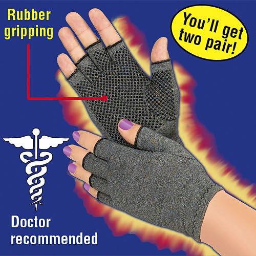 Set of 2 Pairs Ultra Comfort Arthritis Rubber Gripping Medium Gloves