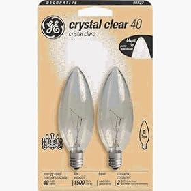 GE Candelabra Base Light Bulb, 40 Watts, Pack Of 2 by General Electric