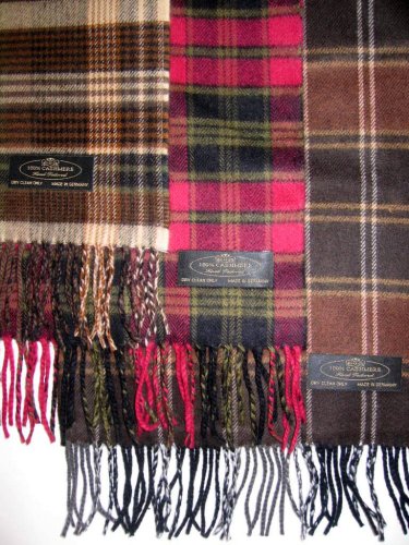 100% Cashmere Wool Velvety Feel Plaid Design Scarf / Muffler - 30+ Plaid Designs
