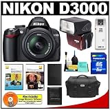 61G1QhYXGtL. SL160  Nikon D3000 10MP Digital SLR Camera with 18 55mm f/3.5 5.6G AF S DX VR Nikkor Zoom Lens with Sunpak PF30X Flash + 8GB Card + EN EL9a Battery + Nikon Gadget Bag + Nikon School DVDs + Accessory Kit