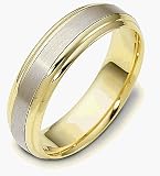 Two-Tone 14 Karat Gold 6mm Comfort Fit Wedding Band Ring