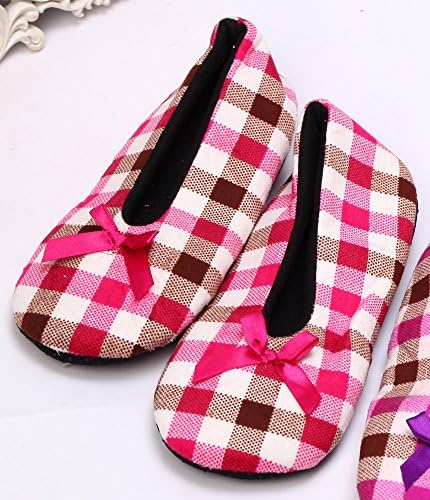 Snuggs Checkered Plaid Womens Slip Resistant Slipper Socks - Pink