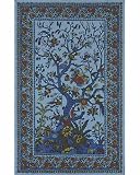 Blue Tree of Life Indian Bedspread, Queen Size