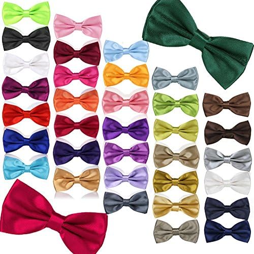Byeco Pre Tied Mens Adjustable Bow Tie Wedding Party Fancy Plain Tie Pink