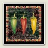 Tile Trivet ~ Chili Peppers~ 6 inch x 6 inch ~ code 264