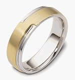 Unique 14 Karat Two-Tone Gold Overlay Comfort Fit Wedding Band Ring