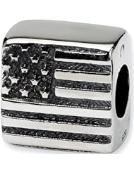 Reflection Beads Silver American Flag Travel Bead