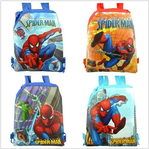 4pcs Spider-man Drawstring Backpack Party Bags Cartoon Package Kid Gifts