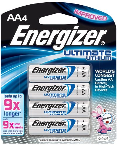 Energizer AA Lithium Batteries 4 count, Lasts 9 Times Longer