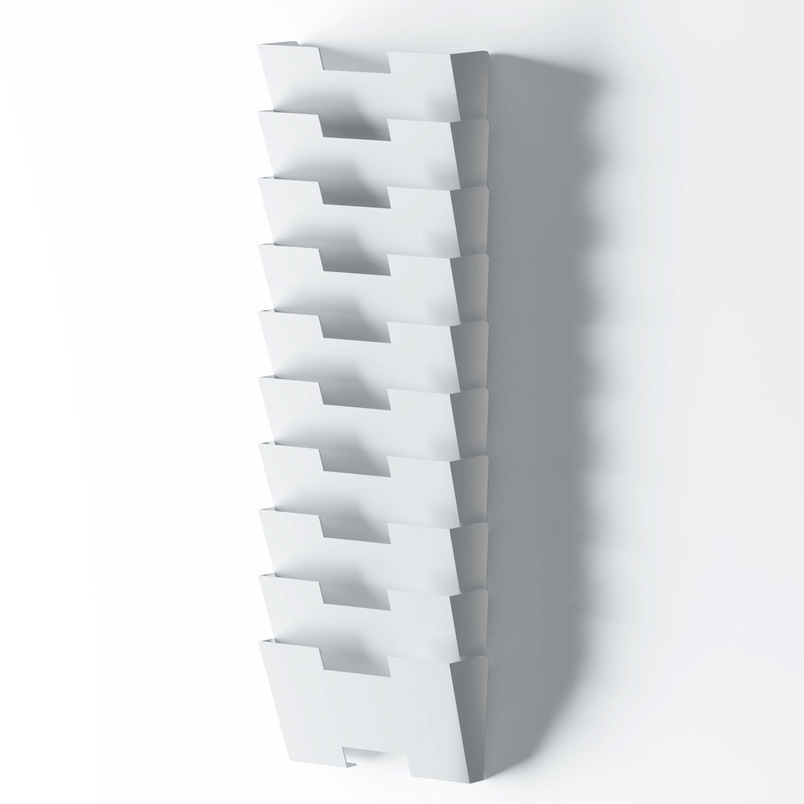 White Wall Mount Steel File Holder Organizer Rack 10 Sectional Modular