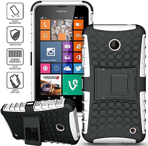 ElBolt 3 in 1 Bundle Nokia Lumia 635 / Nokia Lumia 630 Armor Grenade Stand Hard Gel Case - White with Free Ultra-Sensitive Stylus Pen and Premium Screen Protector by BeautyCentral TM