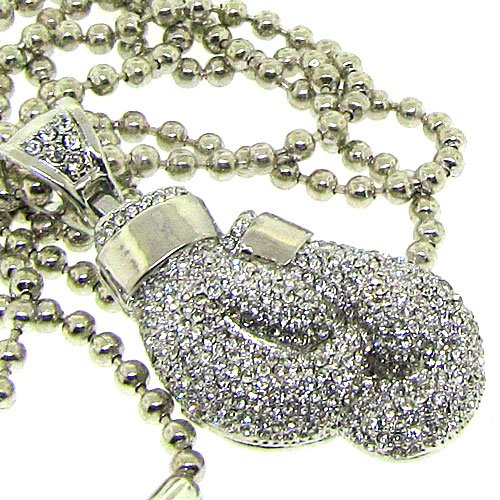 Men\'s new silver plated boxing glove chain necklace