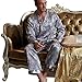 Amybria Men's Silk Pajamas Set of One Shirt and Pant Grey Silver Color