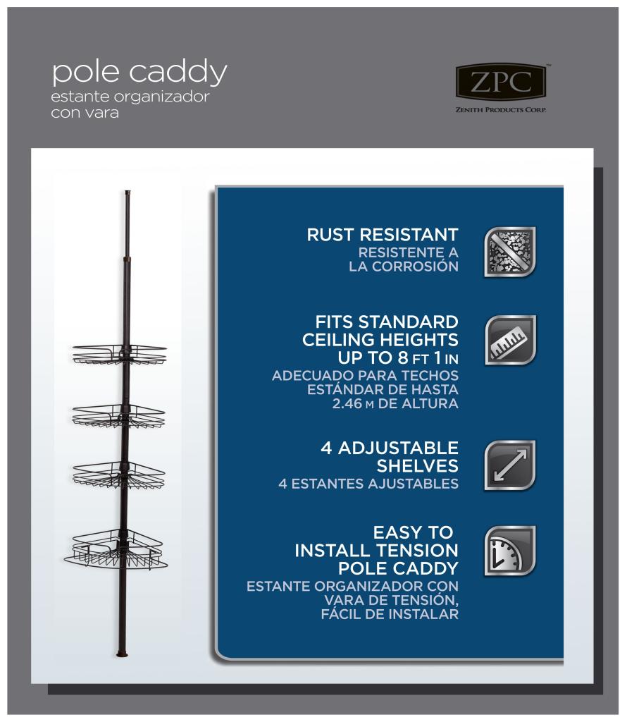 Zenna Home 2132HB, Tension Corner Pole Caddy, Oil Rubbed