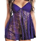 Escante Lace Maxime BabyDoll Plus Size 25500x (2X, Midnight Purple)