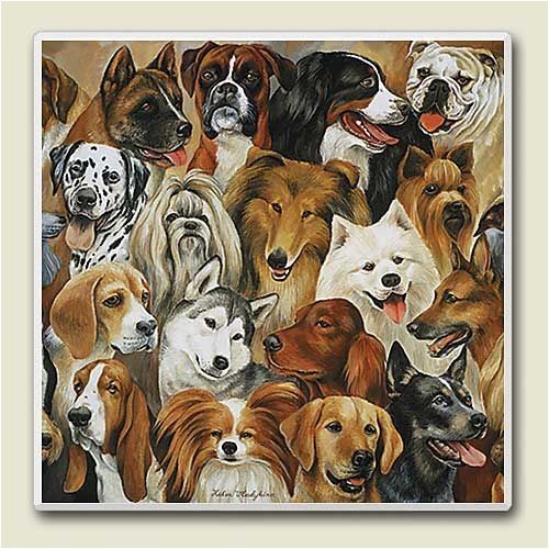 Tile Trivet 611 ~Just Dogs~ 6 inch x 6 inch [Kitchen]