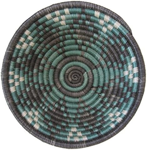 Handwoven Basket By All Across Africa Six Inches Diameter (Aqua Welcome)