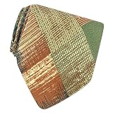 Forzieri Cream and Olive Patchwork Woven Silk Tie
