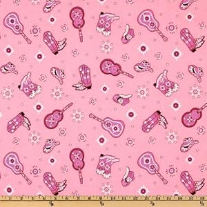 44-Wide-Guitar-Boots-Bandana-Toss-Pink-Fabric-By-The-Yard