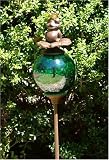 Outdoor Living : The Frog Prince Rustic Iron Garden Stake with Green Gazing Globe