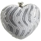 Magid Sequin Stripe Heart Clutch