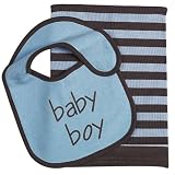 Elegant Baby Chocolate striped 2-piece bib and burp set