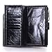 AINIMOER Women's Large Capacity Luxury Wax Genuine Leather Wallet With Zipper Pocket(Black)