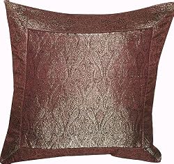 ShalinCraft Pillowcases Home Decorating India Hand Made Gifts Silk Fabric 16x16 inches (bcbr222)