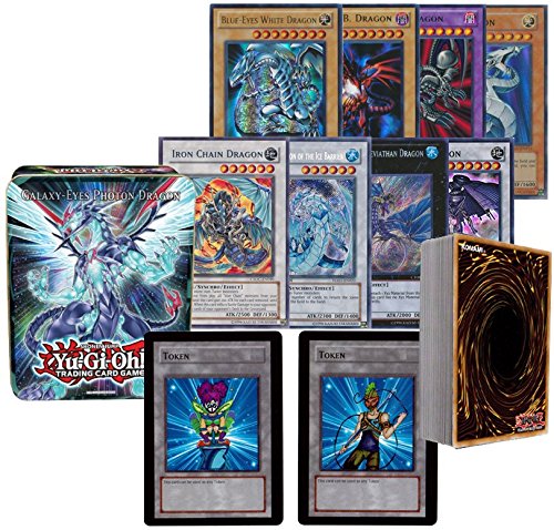 20 YUGIOH Cards - ALL DRAGONS - NO Duplication! Foils - Rares and Comes In a YUGIOH TIN! Includes Two Custom Golden Groundhog Tokens!