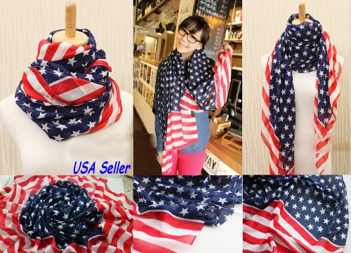Women Girl Scarves American Flag US Flag Patriotic Theme Scarves